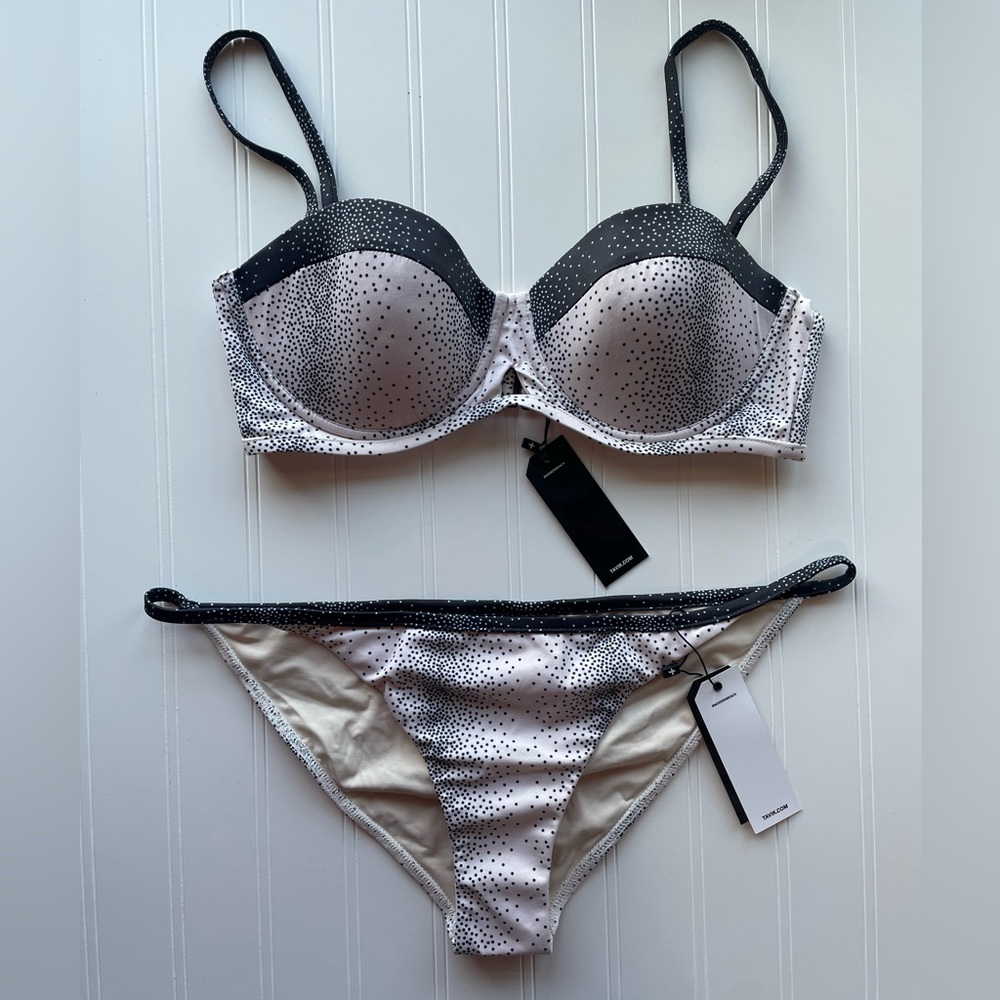 Tavik 2 Piece Bikini Set Black and White Womens size Large NWT New Full Coverage